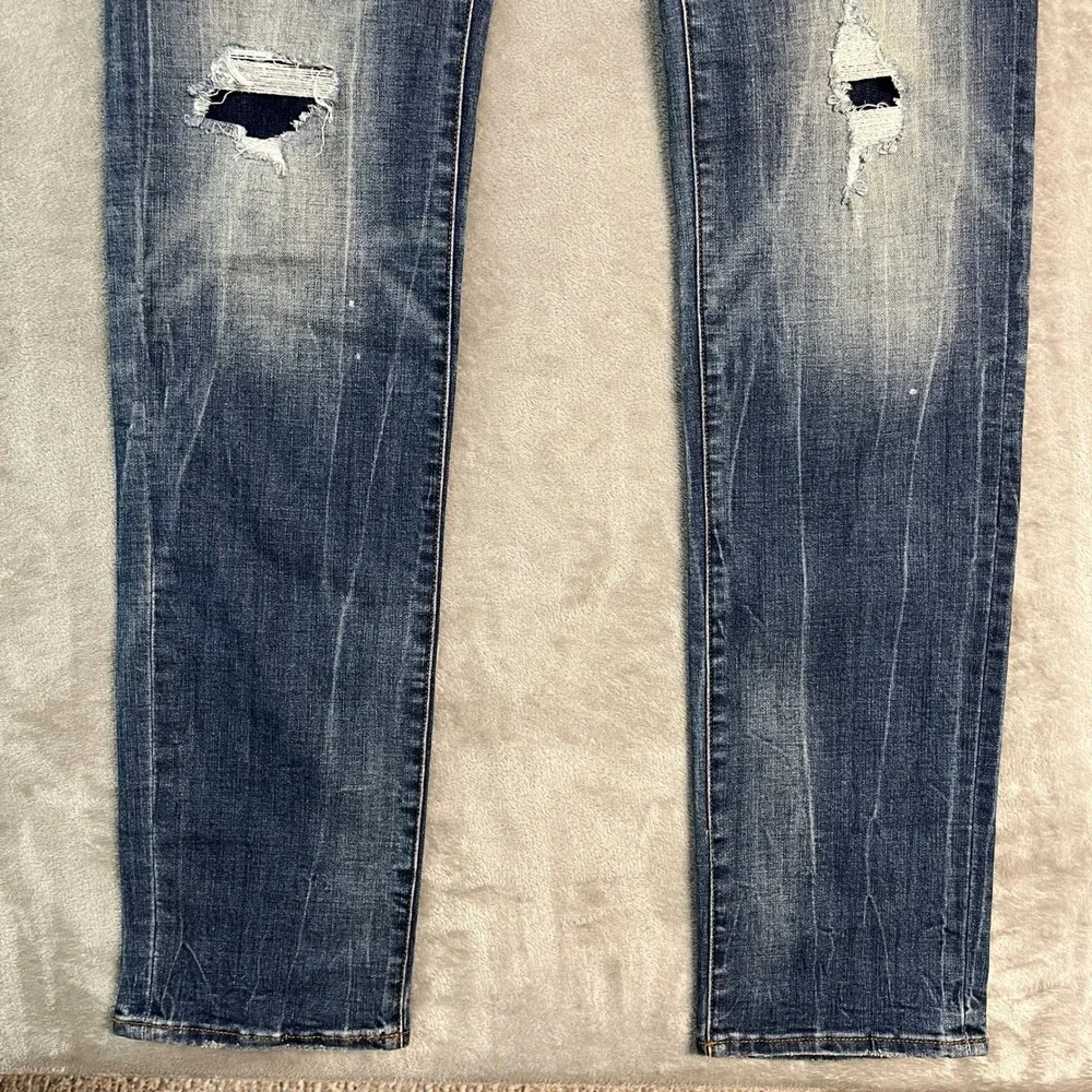 American Eagle Slim Straight Extreme Flex 4 Jeans Mens Blue Distressed 30x36